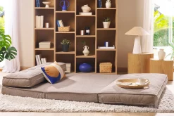 Chauffeuse 2 places convertible en tissu taupe SALLY