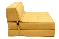 Chauffeuse 2 places convertible en tissu effet velours jaune moutarde KATY