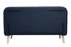 Chauffeuse 2 places convertible en tissu bleu foncé et bois clair AMIKO