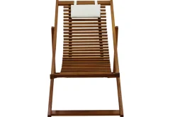 Chiliennes en bois massif avec coussin en tissu blanc (lot 2) MOONA