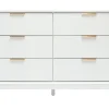 Commode blanche mat et métal doré 6 tiroirs L120 cm GIANA