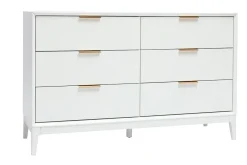 Commode blanche mat et métal doré 6 tiroirs L120 cm GIANA