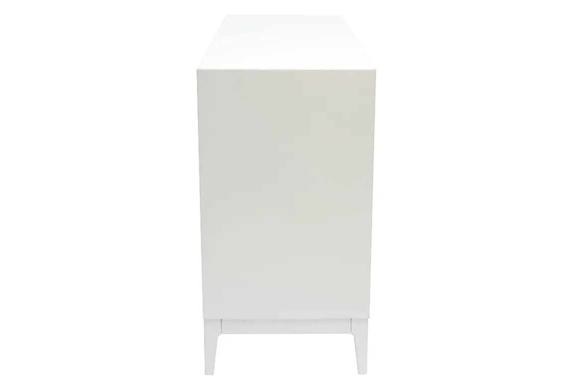 Commode blanche mat et métal doré 6 tiroirs L120 cm GIANA