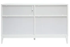 Commode blanche mat et métal doré 6 tiroirs L120 cm GIANA