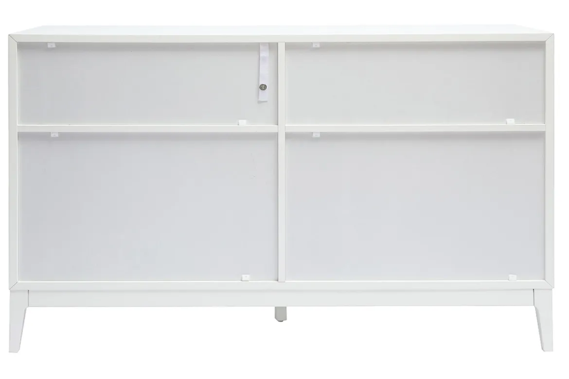 Commode blanche mat et métal doré 6 tiroirs L120 cm GIANA