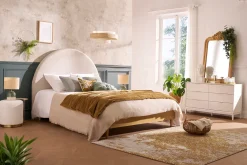 Commode blanche mat et métal doré 6 tiroirs L120 cm GIANA