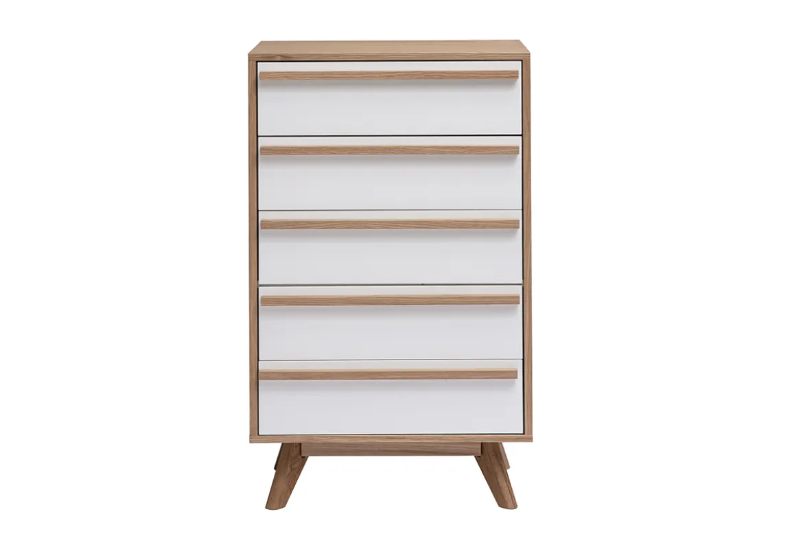Commode chiffonnier - semainier scandinave 5 tiroirs L60 cm HELIA