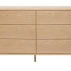 Commode en bois clair chêne 6 tiroirs L120 cm FREDDY