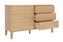 Commode en bois clair chêne 6 tiroirs L120 cm FREDDY