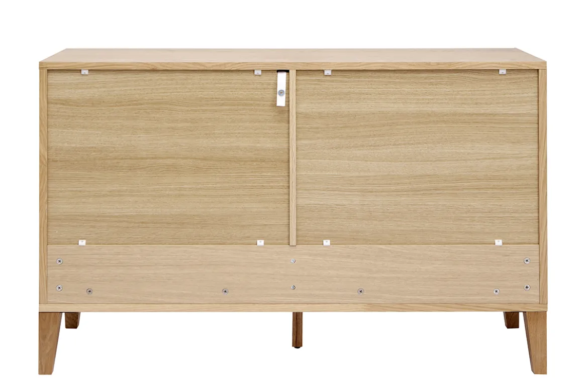 Commode en bois clair chêne 6 tiroirs L120 cm FREDDY