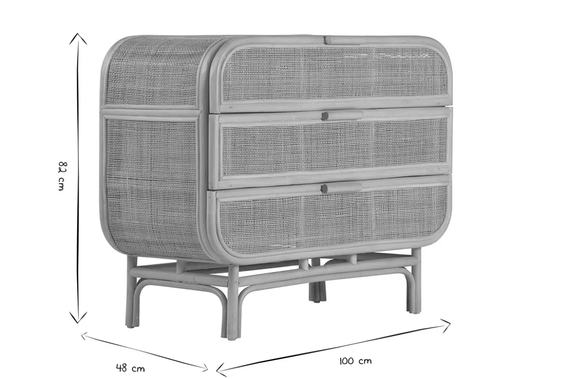 Commode en rotin 3 tiroirs L100 cm LUWAK