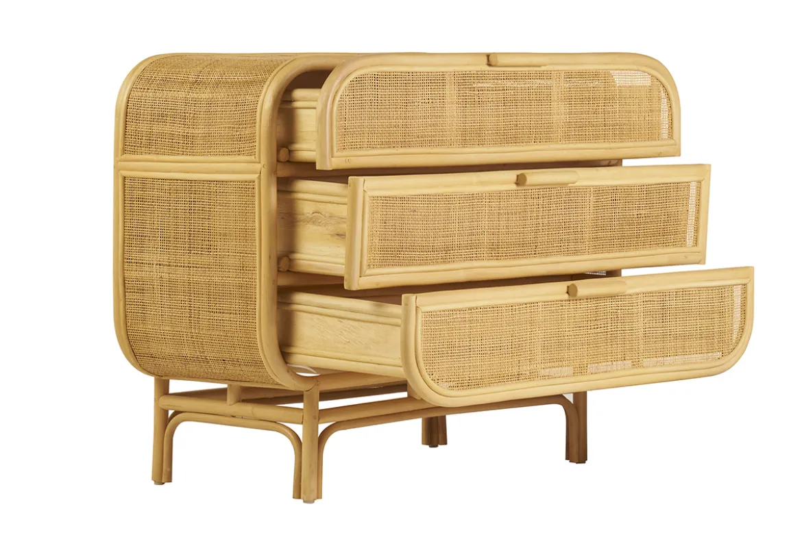 Commode en rotin 3 tiroirs L100 cm LUWAK