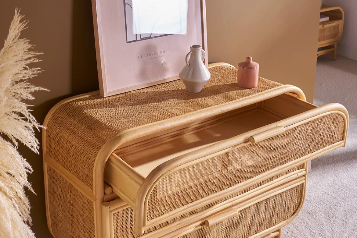 Commode en rotin 3 tiroirs L100 cm LUWAK