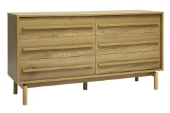 Commode finition bois chêne 6 tiroirs L140 cm YSEULT