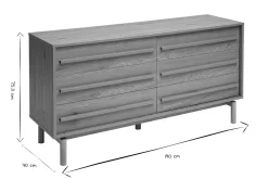 Commode finition bois chêne 6 tiroirs L140 cm YSEULT