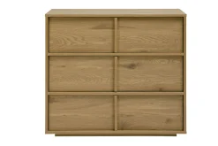 Commode finition bois clair chêne 3 tiroirs L90 cm LOTHAIRE
