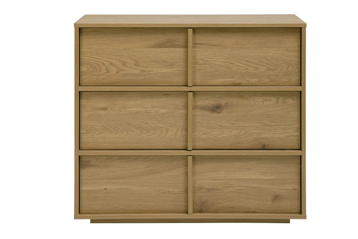 Commode finition bois clair chêne 3 tiroirs L90 cm LOTHAIRE