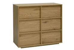 Commode finition bois clair chêne 3 tiroirs L90 cm LOTHAIRE