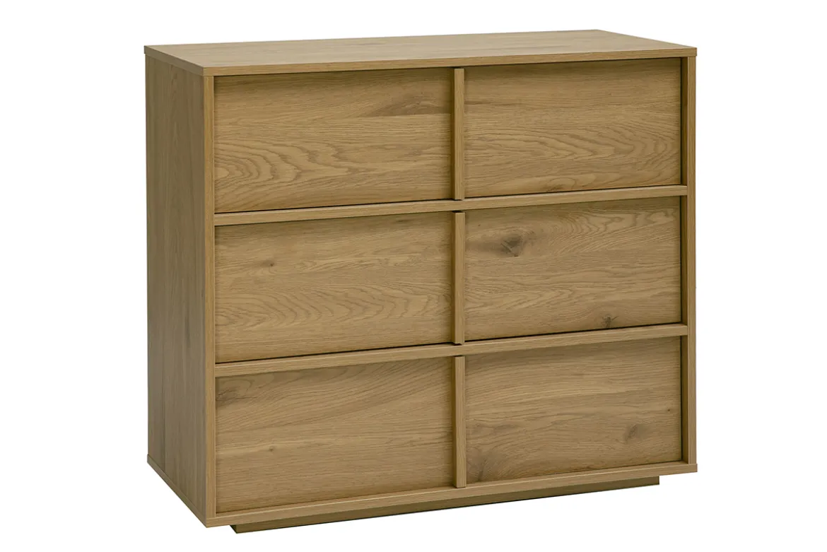 Commode finition bois clair chêne 3 tiroirs L90 cm LOTHAIRE