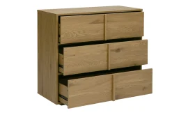 Commode finition bois clair chêne 3 tiroirs L90 cm LOTHAIRE