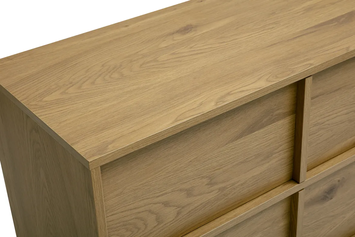 Commode finition bois clair chêne 3 tiroirs L90 cm LOTHAIRE