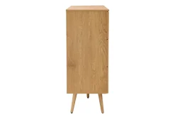 Commode finition bois clair, cannage en rotin et métal noir 3 tiroirs L100 cm MANILLE