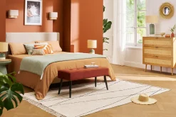 Commode finition bois clair, cannage en rotin et métal noir 3 tiroirs L100 cm MANILLE