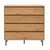 Commode finition bois clair chêne 4 tiroirs L100 cm ARAGON