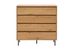 Commode finition bois clair chêne 4 tiroirs L100 cm ARAGON