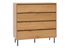 Commode finition bois clair chêne 4 tiroirs L100 cm ARAGON