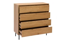 Commode finition bois clair chêne 4 tiroirs L100 cm ARAGON
