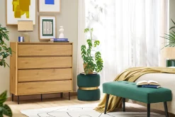 Commode finition bois clair chêne 4 tiroirs L100 cm ARAGON