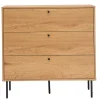 Commode finition bois clair chêne et pieds métal noir 3 tiroirs L100 cm PERNELLE