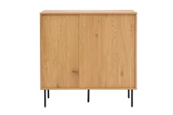 Commode finition bois clair chêne et pieds métal noir 3 tiroirs L100 cm PERNELLE