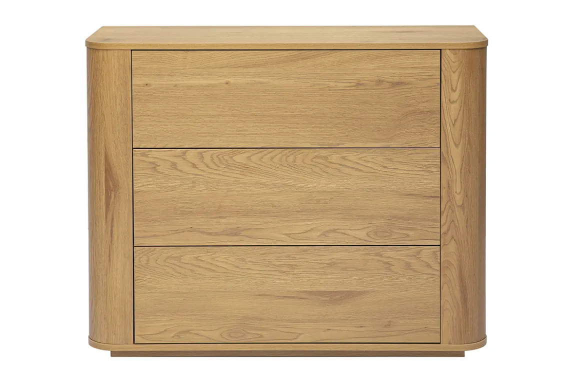 Commode finition bois clair chêne 3 tiroirs L100 cm NEGAN