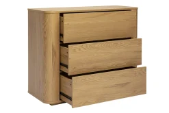 Commode finition bois clair chêne 3 tiroirs L100 cm NEGAN