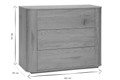 Commode finition bois clair chêne 3 tiroirs L100 cm NEGAN