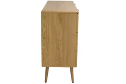 Commode finition bois clair, cannage en rotin et métal noir 6 tiroirs L120 cm MANILLE