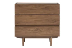 Commode finition bois foncé noyer 3 tiroirs L80 cm SANAA