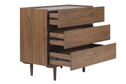 Commode finition bois foncé noyer 3 tiroirs L80 cm SANAA