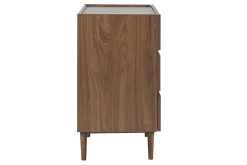 Commode finition bois foncé noyer 3 tiroirs L80 cm SANAA