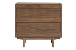 Commode finition bois foncé noyer 3 tiroirs L80 cm SANAA