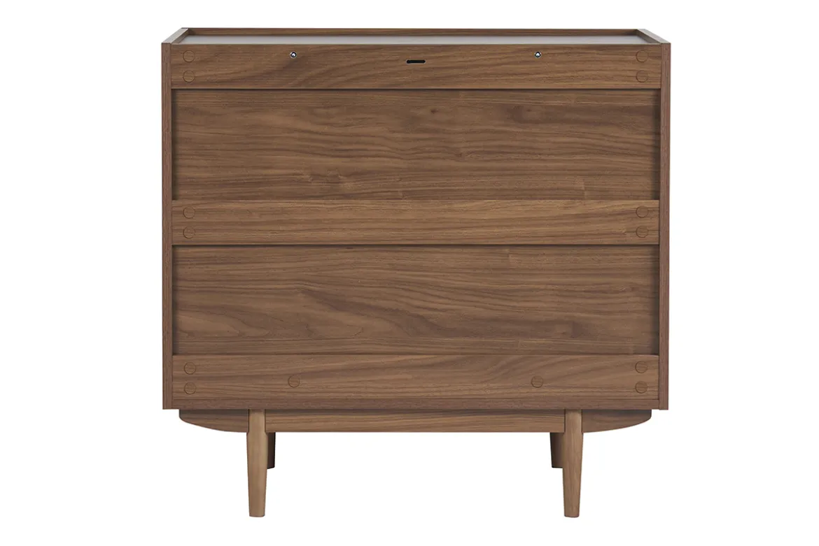 Commode finition bois foncé noyer 3 tiroirs L80 cm SANAA