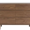 Commode finition bois foncé noyer 6 tiroirs L120 cm SANAA