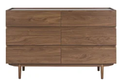 Commode finition bois foncé noyer 6 tiroirs L120 cm SANAA