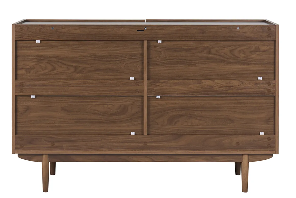 Commode finition bois foncé noyer 6 tiroirs L120 cm SANAA