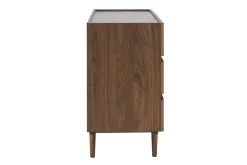Commode finition bois foncé noyer 6 tiroirs L120 cm SANAA