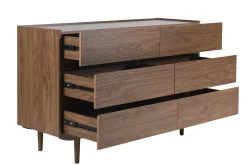 Commode finition bois foncé noyer 6 tiroirs L120 cm SANAA