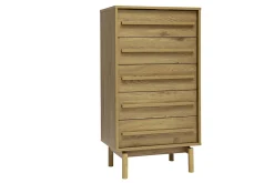 Commode haute finition bois chêne 5 tiroirs L60 cm YSEULT