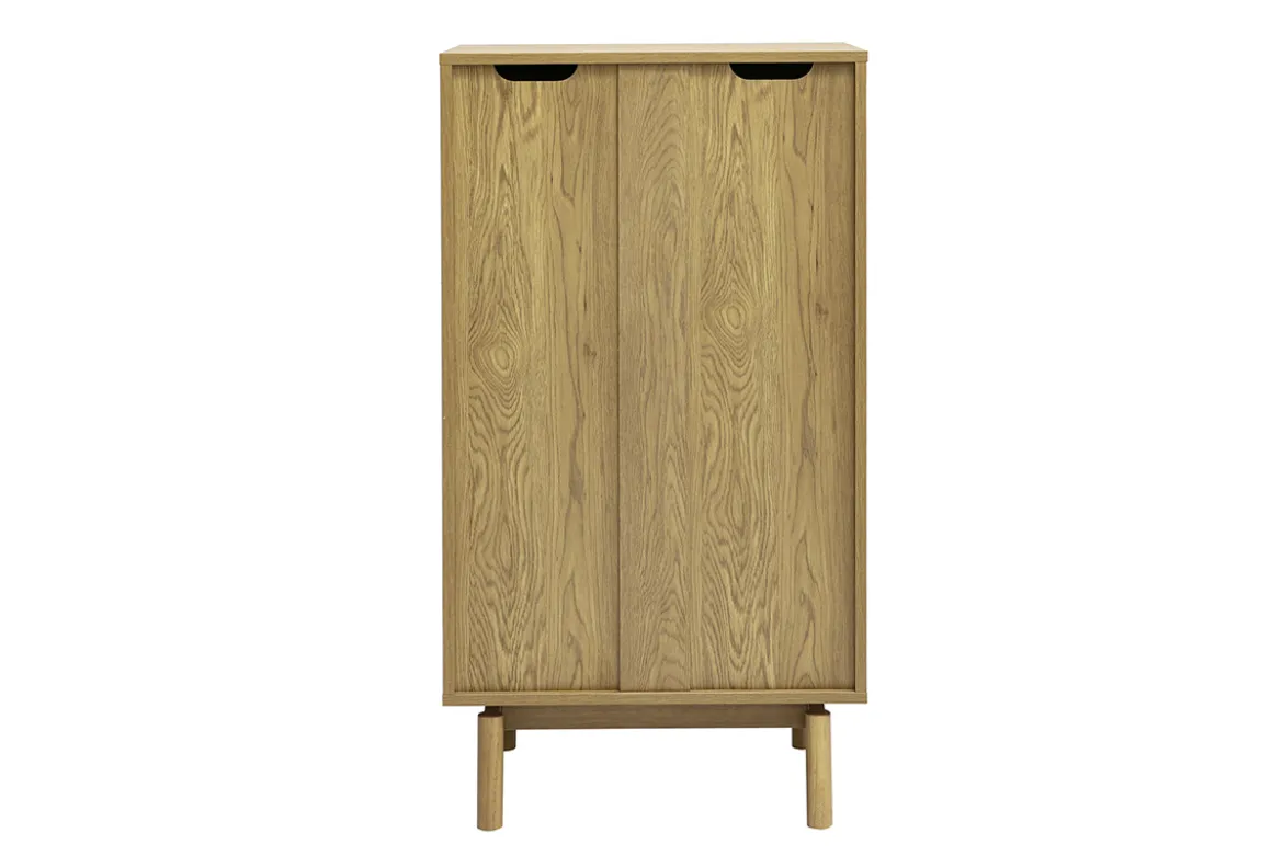 Commode haute finition bois chêne 5 tiroirs L60 cm YSEULT